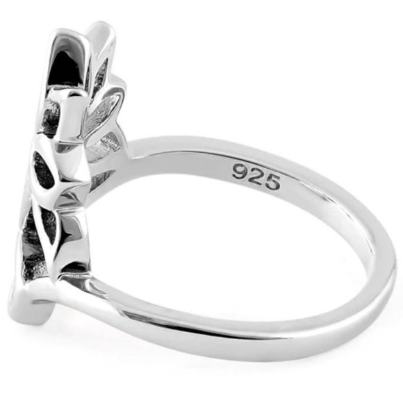 925 STERLING SILVER Large Lotus Flower Ring - Picture 15 of 16